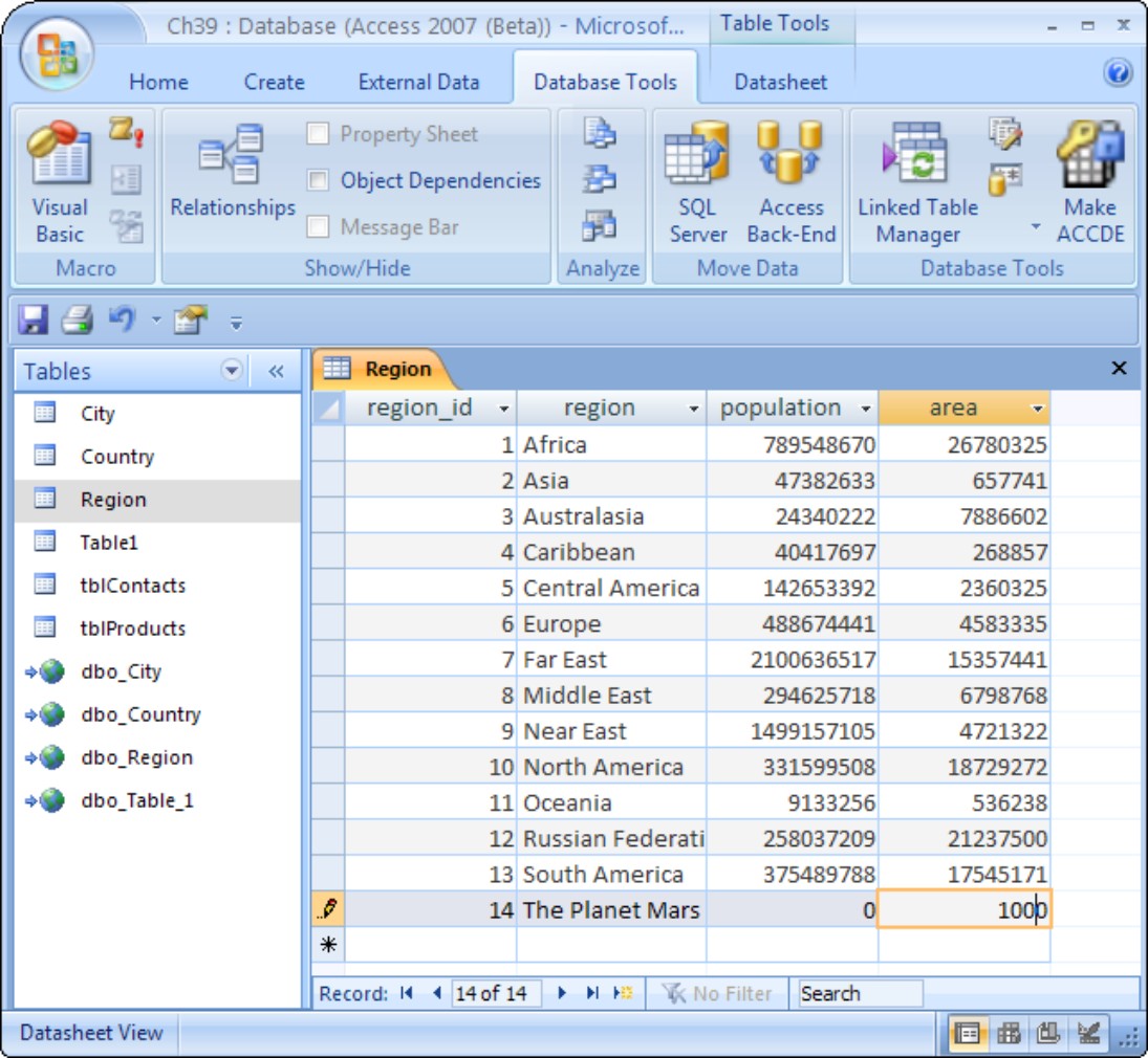 Adding a new record to an Access 2007 copied table